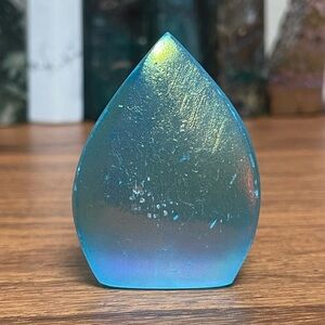 Aura Coated Selenite Crystal Teardrop Point